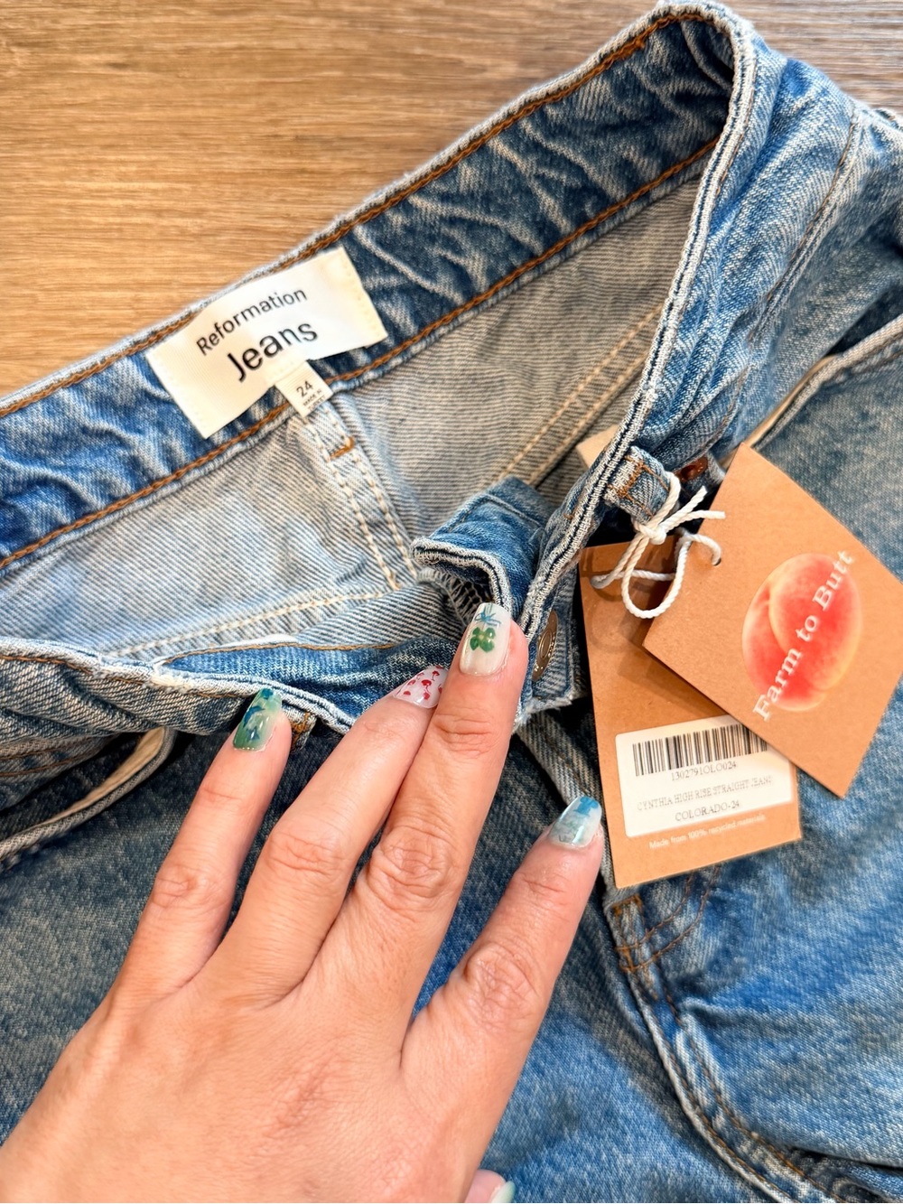 Reformation Blue Cropped Straight Jeans - Picture 6 of 6